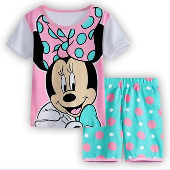kids Pajamas Short Sleeve cotton sleepwear Set summer Cartoon girls