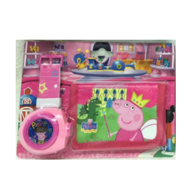 Children Cartoon Cute Peppa Pig projection watch with wallet LED digital silicone Watch purse set